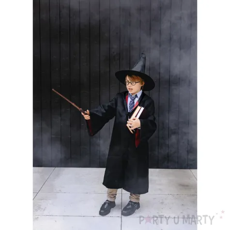 stroj dla dziecka na halloween peleryna z kapturem czarodziej harry czarna karnawal 140 158