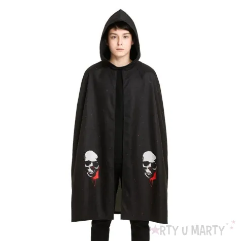 stroj dla dziecka na halloween peleryna z kapturem wampir czarna karnawal czarnoksieznik