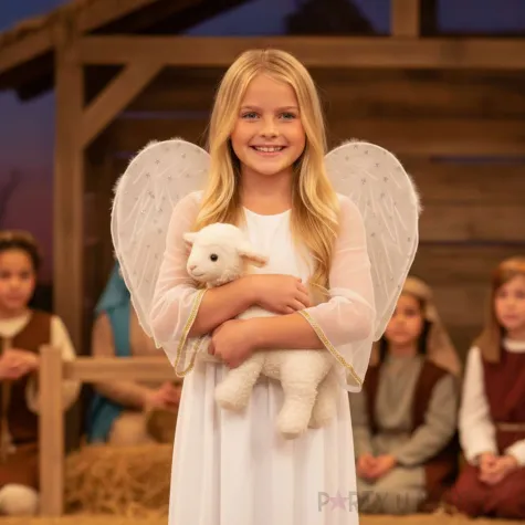 stroj dla dziecka na jaselka karnawal swieta aniol sukienka i skrzydla przedstawienie 120 130