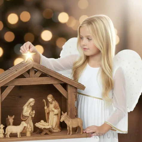 stroj dla dziecka na jaselka karnawal swieta aniol sukienka i skrzydla przedstawienie 130 140