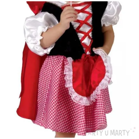 stroj dla dziecka na karnawal czewony kapturek sukienka z fartuszkiem peleryna rozm 92 104