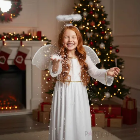 stroj dla dziewczynki na jaselka aniol sukienka skrzydla aureola rozm 110 120