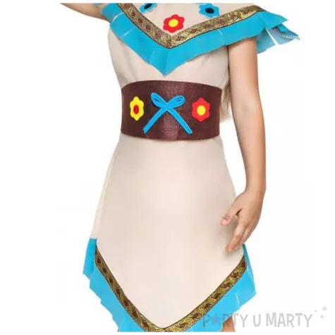 stroj dla dziewczynki na karnawal indianka zestaw sukienka opaska pasek rozm 130 140
