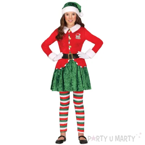 stroj dzieciecy na boze narodzenie elfka zestaw dla dziewczynki rozm 110 116