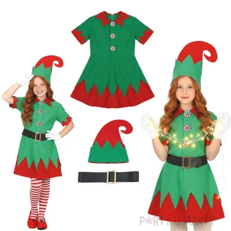 stroj dzieciecy na boze narodzenie swieta elfka sukienka czapka pasek 98 104