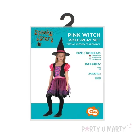 stroj dzieciecy na halloween andrzejki czarownica zestaw sukienka i kapelusz rozm 110 120