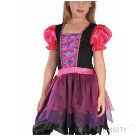 stroj dzieciecy na halloween andrzejki czarownica zestaw sukienka i kapelusz rozm 110 120