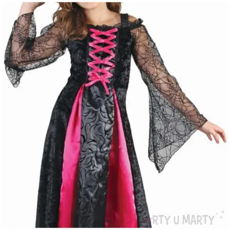 stroj dzieciecy na halloween andrzejki czarownica zestaw sukienka i kapelusz rozm 130 140