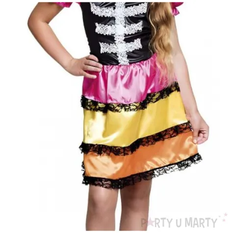 stroj dzieciecy na halloween karnawal sukienka kolorowy szkieletor rozm 130 140