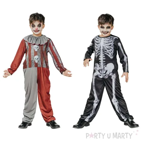 stroj dzieciecy na halloween karnawal szalony klaun kombinezon i kolnierz 120 130