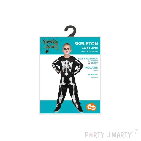 stroj dzieciecy na halloween karnawal szkieletor kombinezon 130 140