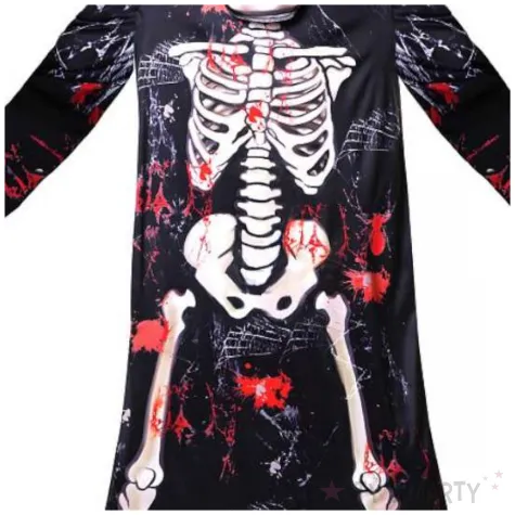 stroj dzieciecy na halloween karnawal szkieletor kombinezon z kapturem rozm 130 140