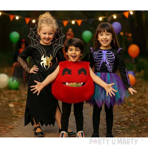 stroj dzieciecy na halloween karnawal szkieletorka kosciotrup blyszczaca sukienka 110 120