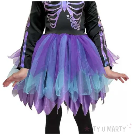 stroj dzieciecy na halloween karnawal szkieletorka kosciotrup blyszczaca sukienka 110 120