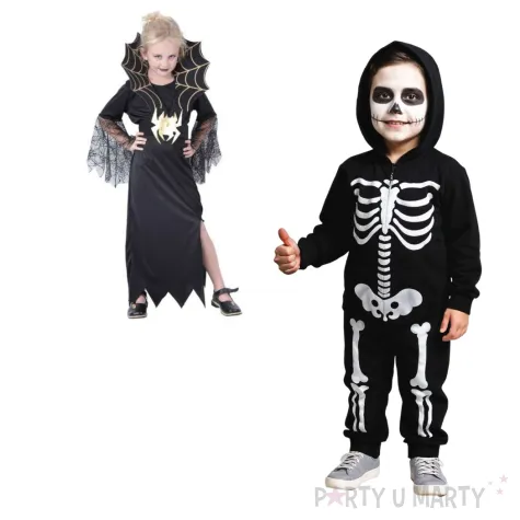 stroj dzieciecy na halloween sukienka z kolnierzem wampirzyca pajecza czarownica 110 120