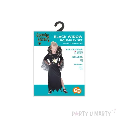 stroj dzieciecy na halloween sukienka z kolnierzem wampirzyca pajecza czarownica 110 120