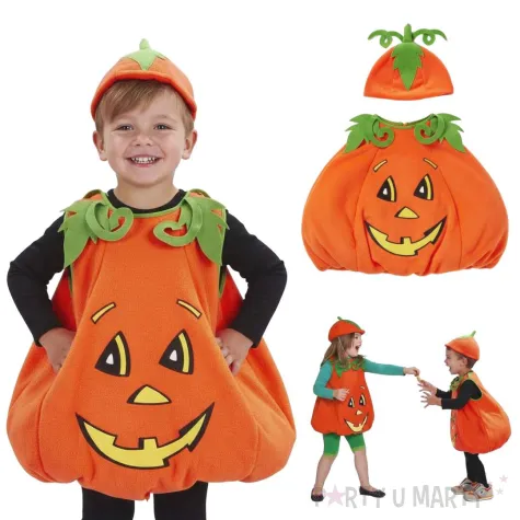stroj dzieciecy na halloween swieto dyni kombinezon i czapka dynia rozm 92 104