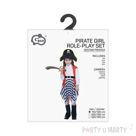 stroj dzieciecy na karnawal halloween zestaw piratka cosplay 110 120