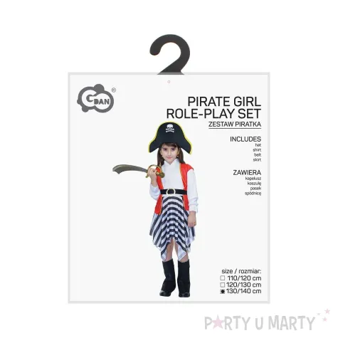 stroj dzieciecy na karnawal halloween zestaw piratka cosplay 130 140