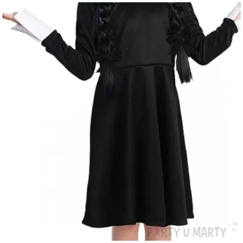 stroj dzieciecy na karnawal i halloween gotycka sukienka wednesday addams cosplay 130 140
