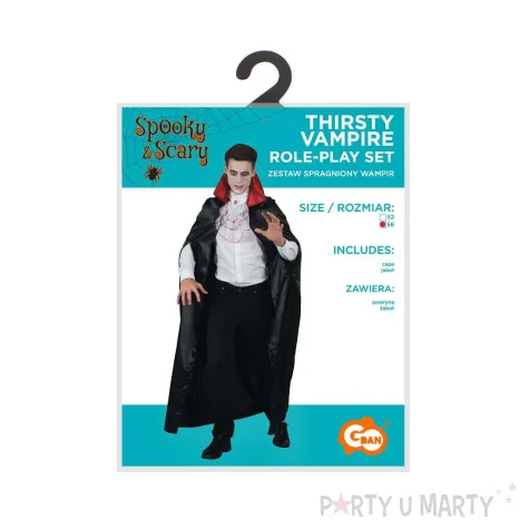 stroj meski na halloween gotycki wampir peleryna bluzka spodnie karnawal larp cosplay l