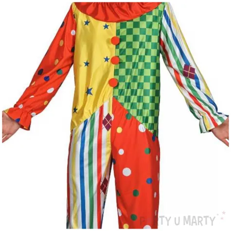 stroj meski na karnawal i halloween klaun zestaw kombinezon i kapelusz rozm m