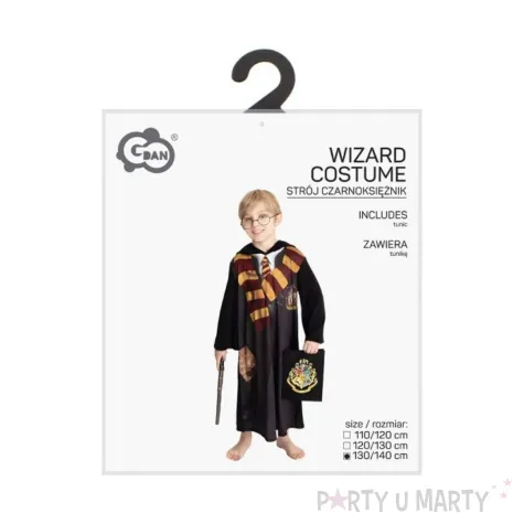 stroj na halloween karnawal szata czarodzieja harry peleryna czarna rozm 130 140