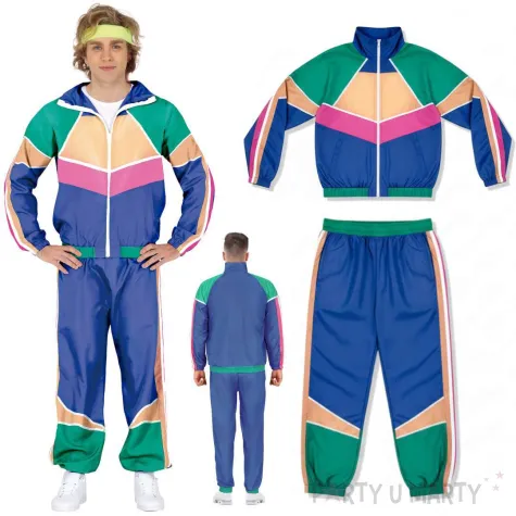 stroj ortalionowy dres gimnastyk retro lata 80 guirca xl