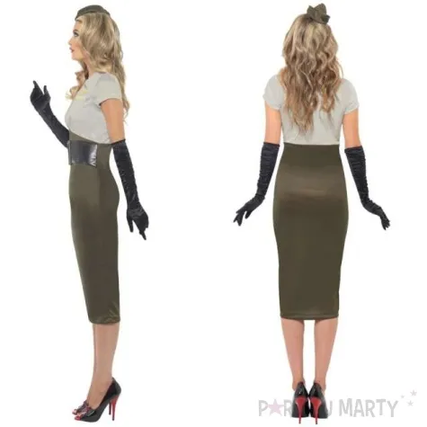 stroj pin up girl army lata 40 50 khaki smiffys rozm m