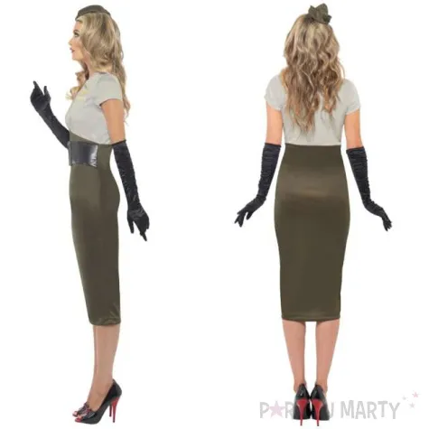 stroj pin up girl army lata 40 50 khaki smiffys rozm s