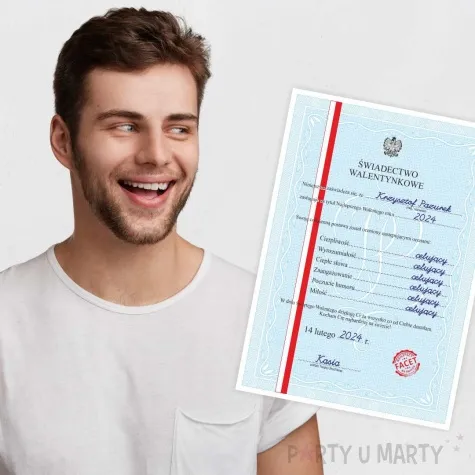 swiadectwo walentynkowe dla niego a4