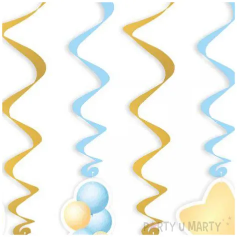 swiderki wiszace 1 urodziny baloniki blekitny 6 szt