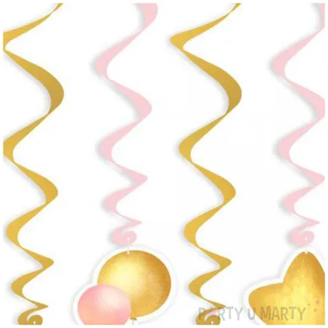 swiderki wiszace 1 urodziny baloniki rozowy 6 szt