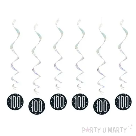 swiderki wiszace 100 urodziny glitz grochy czarne unique 6 szt