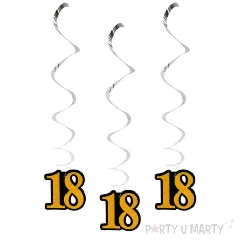 swiderki wiszace 18 urodziny czarno zlote godan 3 szt