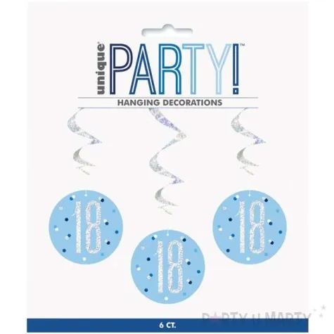 swiderki wiszace 18 urodziny glitz grochy niebieskie unique 6 szt