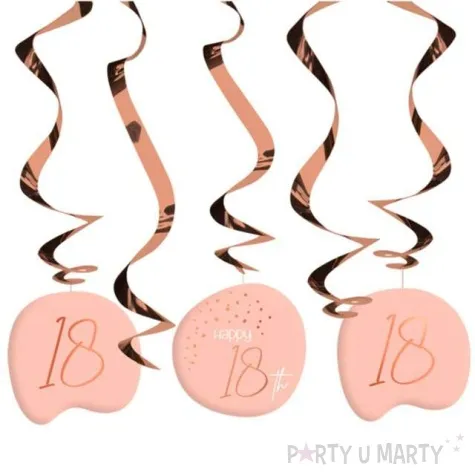 swiderki wiszace 18 urodziny happy birthday elegant rozowe folat 5 szt