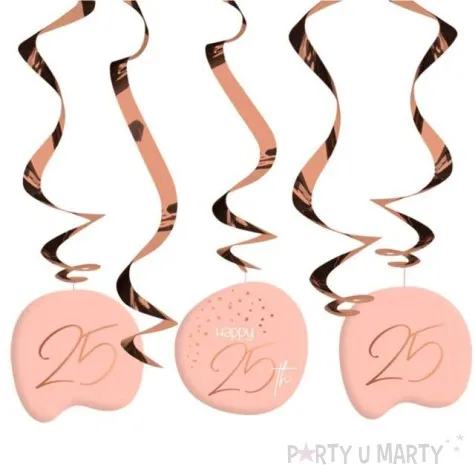 swiderki wiszace 25 urodziny happy birthday elegant rozowe folat 5 szt