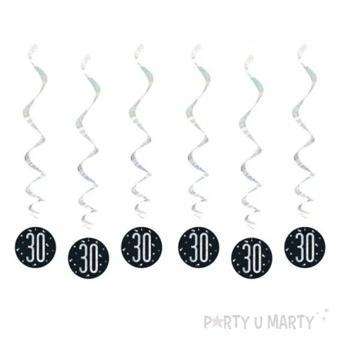 swiderki wiszace 30 urodziny glitz grochy czarne unique 6 szt