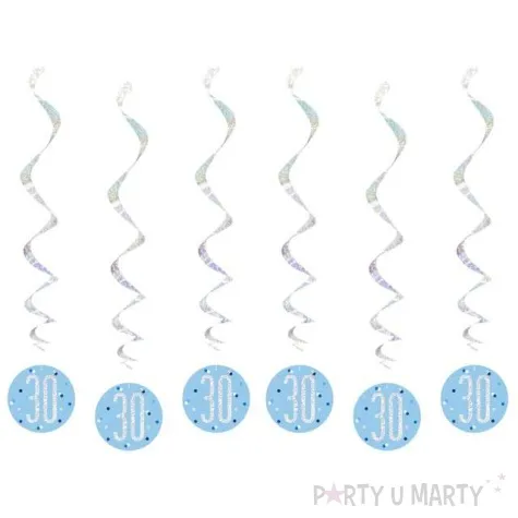 swiderki wiszace 30 urodziny glitz grochy niebieskie unique 6 szt