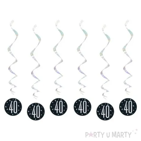 swiderki wiszace 40 urodziny glitz grochy czarne unique 6 szt