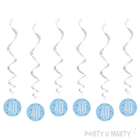 swiderki wiszace 40 urodziny glitz grochy niebieskie unique 6 szt