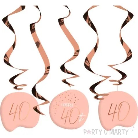 swiderki wiszace 40 urodziny happy birthday elegant rozowe folat 5 szt