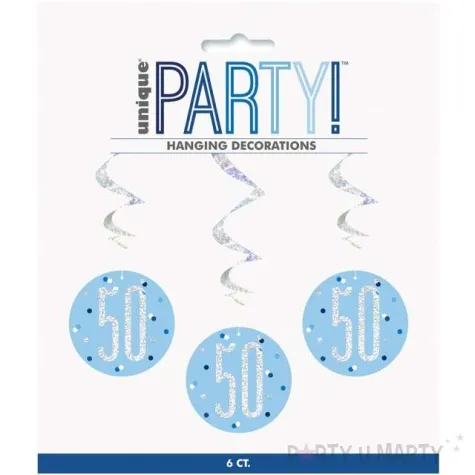 swiderki wiszace 50 urodziny glitz grochy niebieskie unique 6 szt