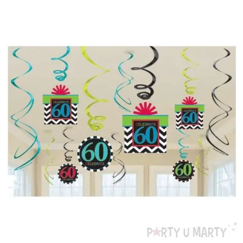 swiderki wiszace 60 urodziny amscan 65 cm 12 szt