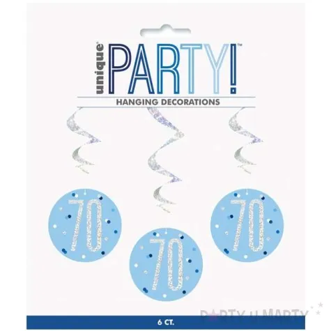 swiderki wiszace 70 urodziny glitz grochy niebieskie unique 6 szt