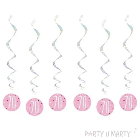 swiderki wiszace 70 urodziny glitz grochy rozowy unique 6 szt