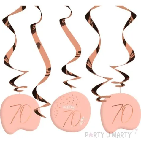 swiderki wiszace 70 urodziny happy birthday elegant rozowe folat 5 szt