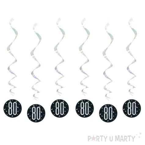 swiderki wiszace 80 urodziny glitz grochy czarne unique 6 szt