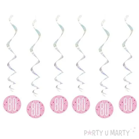 swiderki wiszace 80 urodziny glitz grochy rozowy unique 6 szt